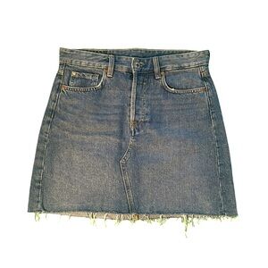 H&M Denim Mini Skirt With Frayed Hem (Size S)